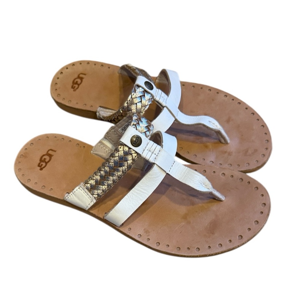 UGG Women's White and Tan Sandals